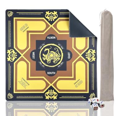 Imagem de Mahjong Mat with Rules 31" x 31" Non-Slip Noise Reduction, American Mahjong Mat for Table with Bag, Waterproof Mah Jongg Mat for Poker, Playing Cards, Dominoes, Board & Tile Games