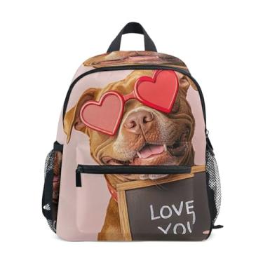 Imagem de GAIGEO Cute Dog Valentines Love Kids Mini Backpack with Whistle, Adjustable Chest Strap, Girls Mini Backpack Lightweight & Compact for Ages 3-8