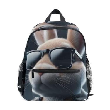 Imagem de GAIGEO Cool Rabbit Funny Animal Baby Backpack, 10x4x12 In, Girl Toddler Backpack Includes Water Bottle Pockets, Whistle Clip for Safety