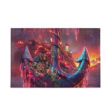 Imagem de Quebra-cabeça de âncora colorida escura de 1000 peças, composto de papel e madeira, quebra-cabeças rígidos para adultos com suporte de letras