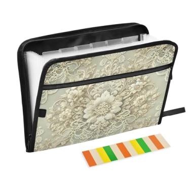 Imagem de Pastas expansíveis de renda floral para arquivo expansíveis para tamanho carta e tamanho A4 para material de escritório escolar