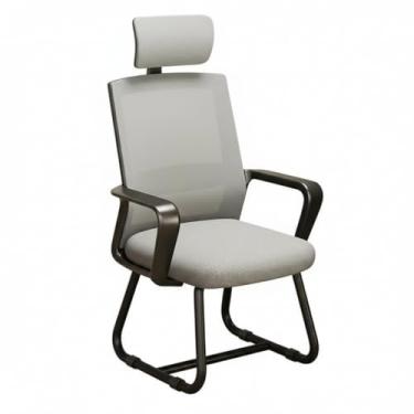 Imagem de Cadeira de escritório ergonômica com suporte lombar e encosto de malha respirável - ideal para casa e trabalho (pernas de cadeira velha - almofada de assento de látex - preto e cinza - encosto de