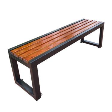 Imagem de Banco de jardim ao ar livre, banco de madeira para pátio, banco de parque, assento ao ar livre, cadeira de varanda de pátio, banco de costas nuas, design de ripas com encosto, para ambientes externos