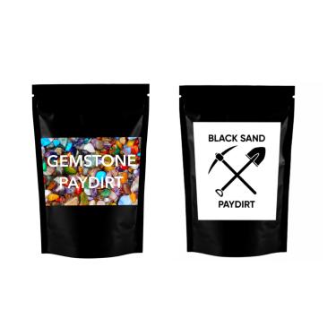 Imagem de Pacote com 2 sacos Gold Paydirt com pedra preciosa californiana, saco de areia preta – Autêntico Gold Panning Pay Dirt Concentrate contém ouro em cada saco – Saco selado conveniente