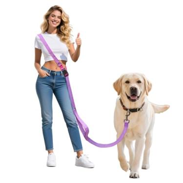 Imagem de Coleira para cães mãos livres, coleira transversal reflexiva para galáxia, cinto resistente ajustável de 1,6 a 2,9 m para cães de médio e grande porte caminhando, corrida, treinamento, caminhada