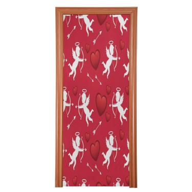 Imagem de ATTX Capa de porta da frente do anjo dos namorados - decoração de férias de tecido elástico lavável para festas, casa, decoração de porta da frente, 902 x 98 polegadas (902)