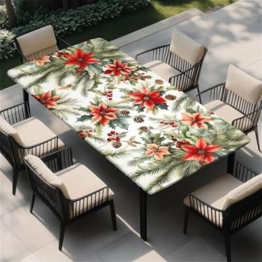 Imagem de Yesad Toalha de mesa retangular, elástica, impermeável, cabe em mesas retangulares de 1,8 m para acampamento, ambientes internos e externos, 61 cm x 122 cm, flor