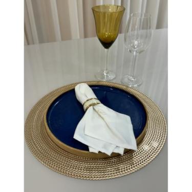 Imagem de Jogo Americano Mesa Posta Impermeável Redondo ou Retangular para Jantar e Eventos – Kit 4 ou 6 Lugares Decorativo Luxo (32. Dourado Brilhante,6 unidades)