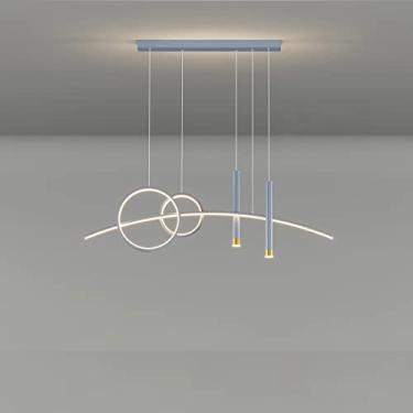 Imagem de Luminária pendente LED moderna para mesa de jantar, com intensidade regulável e controle remoto. Lustre com altura ajustável para sala de estar, sala de jantar, cozinha e escritório (azul, 1
