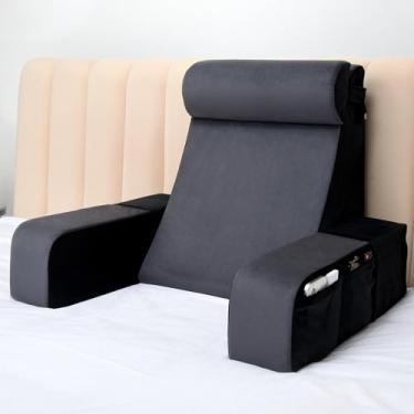 Imagem de Vekkia Almofada de leitura ajustável de 53 cm – Encosto ergonômico de 60°, 2 bolsos laterais grandes, perfeito para adultos altos, leitura, TV, jogos, trabalho, enfermagem, recuperação