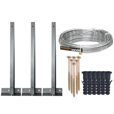 Imagem de Kit suporte haste concertina 45cm base p/10 metros - DIVERSAS