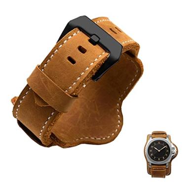 Imagem de IRFKR Pulseira masculina de couro genuíno espesso retrô para Panerai PAM380 111 351 marrom preto com tapete de 20 mm, 22 mm, 24 mm, 26 mm, 24mm, Acetato, Sem Pedra Preciosa