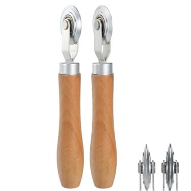 Imagem de Guduling Ferramenta de pontuação de caixa de 2 peças, ferramenta de pontuação de papelão, ferramentas de redimensionamento de caixa versátil com cabo de madeira para papelão fino e folhas de metal