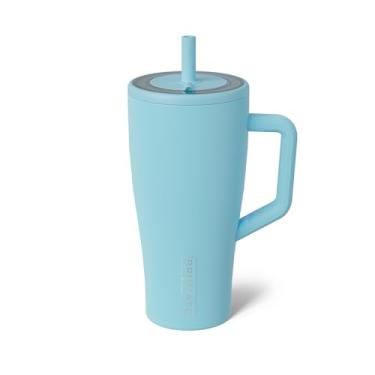 Imagem de BrüMate Copo Era de 850 g com alça e canudo | Copo de garrafa de água 100% isolado à prova de vazamento com tampa e canudo flexível | Feito de aço inoxidável | Adequado para copo | 850 g (geleira)