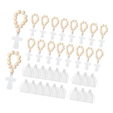 Imagem de Generic Crucifixo de madeira com rosário e bolsa para guardar lembranças de oração cristã, pingente de crucifixo religioso para mesa ou sala de estar, 18 Rosários 18 Bolsas