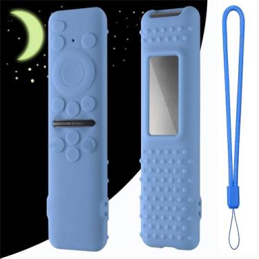 Imagem de Capa compatível com Samsung BN59-01432, capa de controle remoto, capa protetora de silicone à prova de choque antiderrapante, capa protetora (azul claro)