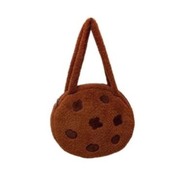Imagem de Cookie Shoulder Bag, Adorable Plush Chocolate Biscuit-Shaped Novelty Handbag, Soft and Comfortable Women's Crossbody Bag (Small)