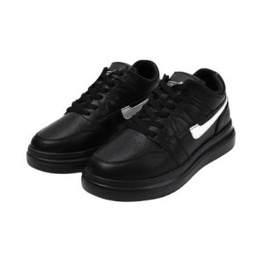 Imagem de Tênis Masculino Branco Casual De Couro Esportivo Com Aumento De Altura