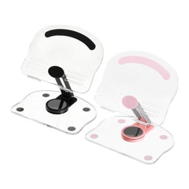 Imagem de PATIKIL 2 peças de suporte de acrílico para tablet, suporte de acrílico ajustável, dobrável, portátil, transparente, com base giratória de 360 graus para presentes femininos, rosa e preto