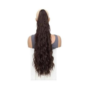 Imagem de Extensão De Cabelo Sintético Em Rabo De Cavalo Com Cordão E Clipe, Lon