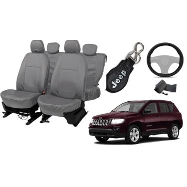 Imagem de Capa De Couro Cinza Para O Banco Jeep compass 2007 a 2010, Proteção Impermeável, Resistente, Elegante e Fácil de Instalar, Ideal para Proteger o Estofado do Seu Carro Contra Sujeira, Desgaste e Danos