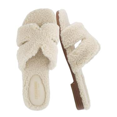 Imagem de CUSHIONAIRE Women's Visa cozy slide sandal +Memory Foam, Wide Widths Available, Cream 9