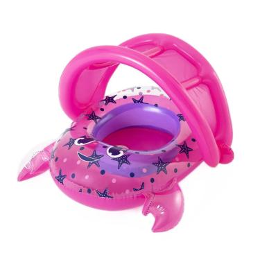 Imagem de Bote Infantil Caranguejo Rosa Boia Inflável com Cobertura