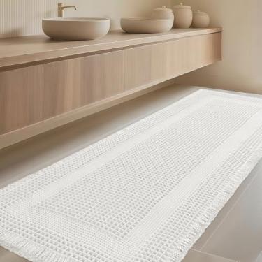 Imagem de Tapete de banheiro extra grande, tecido boêmio, moderno, absorvente, antiderrapante, tapetes de banheiro ultramacios, tapetes de banho de malha laváveis na máquina com borlas para banheiro, quarto