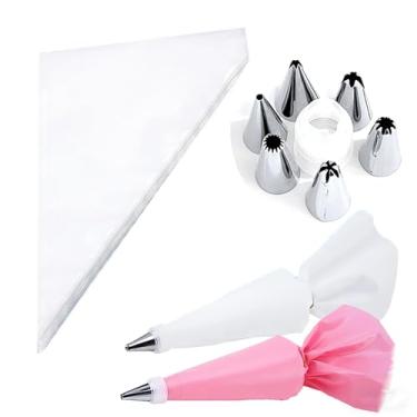 Imagem de Conjunto de sacos de confeitar descartáveis de 30,5 cm, 100 sacos de confeitaria, 6 bocais reutilizáveis para confeitar, adequado para assar