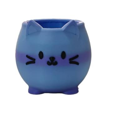 Imagem de HAMLLJTOGEFR Organizador de mesa de gato fofo, suporte de caneta gradiente azul e roxo, acessório de mesa de escritório, escola, 9 x 9 x 8 cm