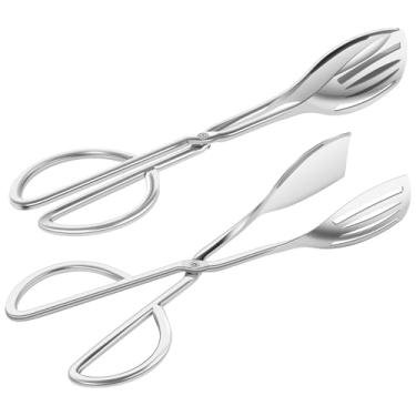 Imagem de Pacote com 2 pinças de servir para buffet de aço inoxidável, pinças de salada, catering, comida, servir, salada, bolo, pão, pinças de cozinha, aço inoxidável (ouro)