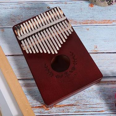 Imagem de KIMISS Kalimba Thumb Piano 17 Teclas Instrumento Portátil de Mogno para Iniciantes LTK17S - Fácil de Tocar para Todas As Idades (Café)