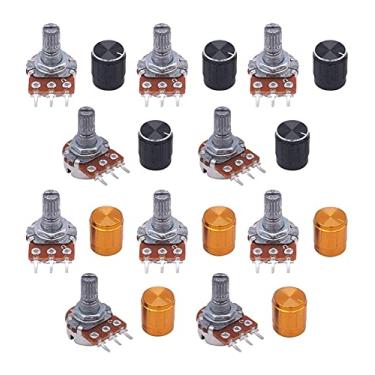 Imagem de KGFCE 10 peças 1K Ohm 3 terminais lineares cone rotativo áudio tipo B Potenciômetro, controle de volume (100 k ohm)