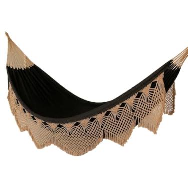 Imagem de Rede De Descanso Dormir Casal Bucho De Boi Grande rede de dormir reforcada (Preto Com Caramelo)