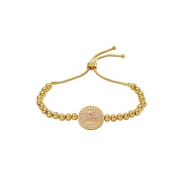 Imagem de Alex and Ani Bracelete feminino Thankful Grateful Blessed Bolo dourado brilhante, tamanho único, One Size, Latão, Sem pedras preciosas