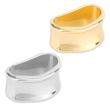 Imagem de 2 peças de fivelas de anel de lenço de seda, clipes de cachecóis minimalistas, fecho geométrico, xale, broche, broche, cachecol, suporte de laço, roupas, acessórios de bandana para mulheres (prata e