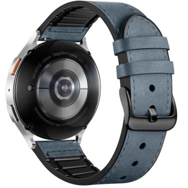 Imagem de Adorve Pulseiras de couro compatíveis com Samsung Galaxy Watch 7/Galaxy Watch 6 de 40 mm e 44 mm, Watch 6/4 Classic, 5 Pro/5/4/FE/Active 2, pulseira de couro de grão superior de 20 mm para Samsung