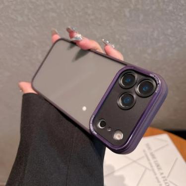 Imagem de SFDSUH Capa protetora transparente preta com moldura macia e lente de metal para iPhone 10 Pro Max (Para iPhone 10 Pro Max/ROXA)