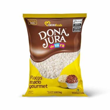 Imagem de Flocos Macio Gourmet Chocolate Branco 1,005kg Decora Dona Jura - Cacau