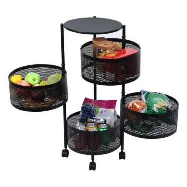 Imagem de Fruteira De Chão Redonda 04 Divisorias Cozinha Preta - 3KAM