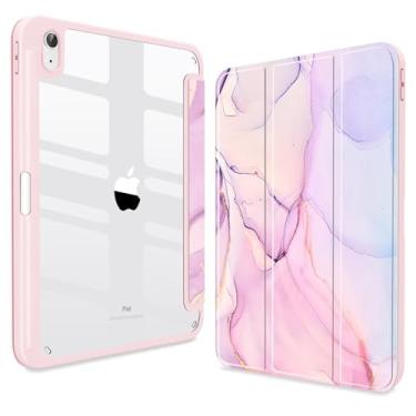 Imagem de CISSOOK Capa para iPad 11 polegadas 2025 (A16)/iPad 10ª geração 2022, com suporte para Apple Pencil, hibernar/despertar automaticamente, blush e lavanda mármore à prova de choque