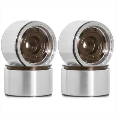 Imagem de MYHWDRNU Peças de carro RC compatíveis com Axial para SCX24 AX24 para TRX4M 1/18 1/24 RC Crawler Car Upgrade Parts 4Pcs Metal 1.0 polegadas Beadlock Roda Roda Hub