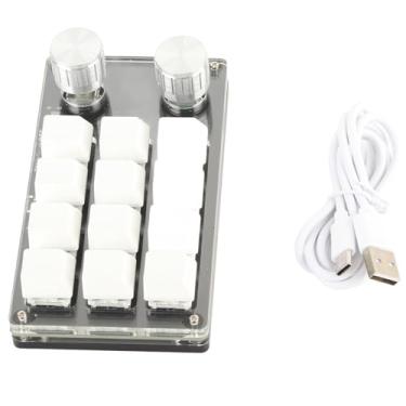 Imagem de Teclado Mecânico Macro, 12 Teclas, Multifuncional, Programável, Portátil, Mini Teclado, Escritório, Laboratório de Jogos (Preto Branco)