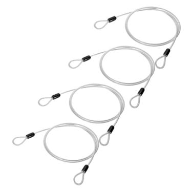 Imagem de PATIKIL Cabo de aço inoxidável revestido de vinil de 5/81.3 cm de diâmetro com laços, 4 peças de corda de fio flexível de 1,2 m (119,4 cm) Cadeado de corrente de segurança para iluminação de palco ao