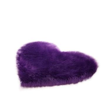 Imagem de Tapete na sala de estar tapetes grandes de pelúcia em forma de coração antiderrapante quarto moderno tapete decoração de quarto (roxo, 60 x 70 cm)