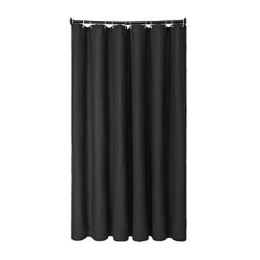 Imagem de Cortina de Banheiro 6 x Pés com 12 Olhos Metal e Gancho Banheira Tricô Waffle Cortinas Decorativas Sólidas Tecido Pesado Lavável à Máquina Secagem Rápida Anti-Desbotamento Reforçados Antiferrugem Peso