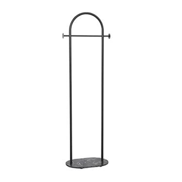 Imagem de KEG801302 Candeeiro de chão de corredor cabideiro para pendurar em casa quarto suporte de roupas de mármore prateleira dourada preta suporte de chapéu (preto + preto)