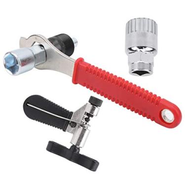 Imagem de Kit de ferramentas de reparo de bicicleta Profissional Removedor de suporte inferior de bicicleta Extrator de manivela Disjuntor de corrente Conjunto de chave sextavada para (eixo central prata)