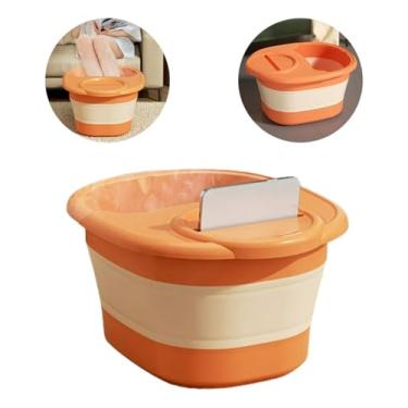 Imagem de Tina Escalda Pés Bacia Pedicure Balde Ofurô Dobrável Spa Relaxamento Podologia Unhas Cutícula C/suporte Celular Snel Home