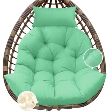 Imagem de Tycdiose Almofada de substituição para cadeira de ovo para pendurar ao ar livre, almofada grossa para cadeira de ovos, impermeável, cesta de ovos, almofada com encosto de cabeça, almofadas em forma de
